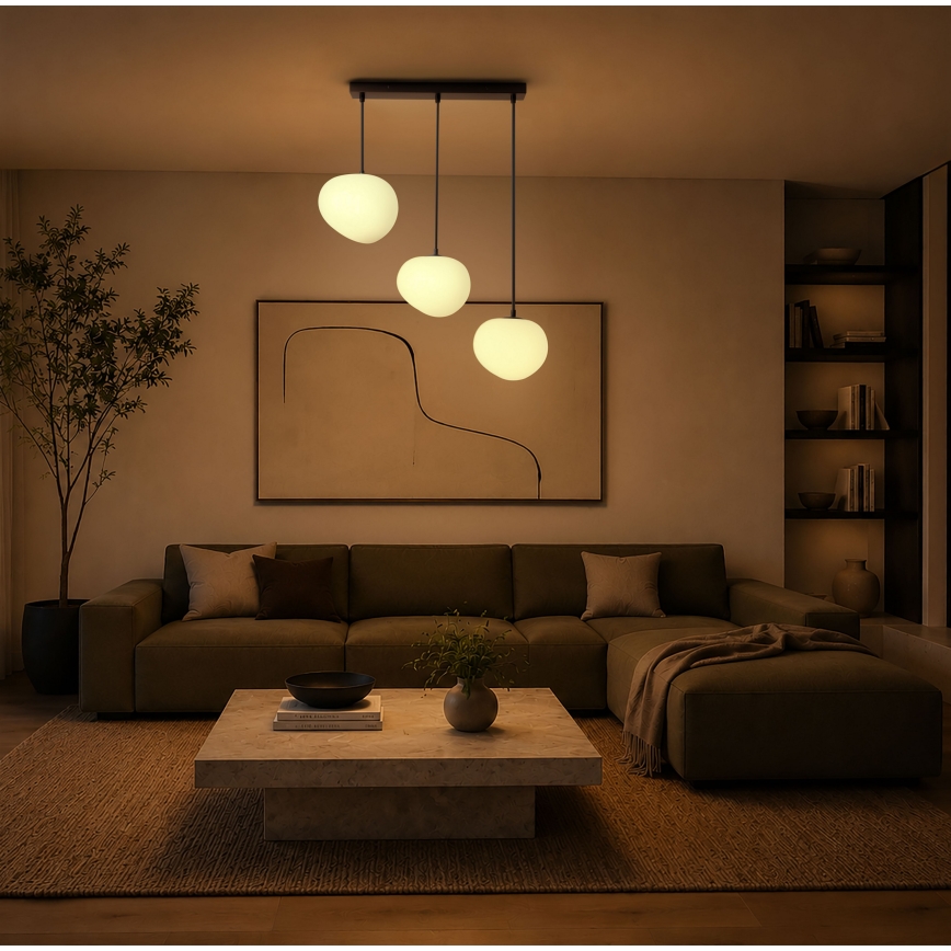 BRILAGI - Pakaramā lampa ar vadu PEBBLES 3xE27/40W/230V melna