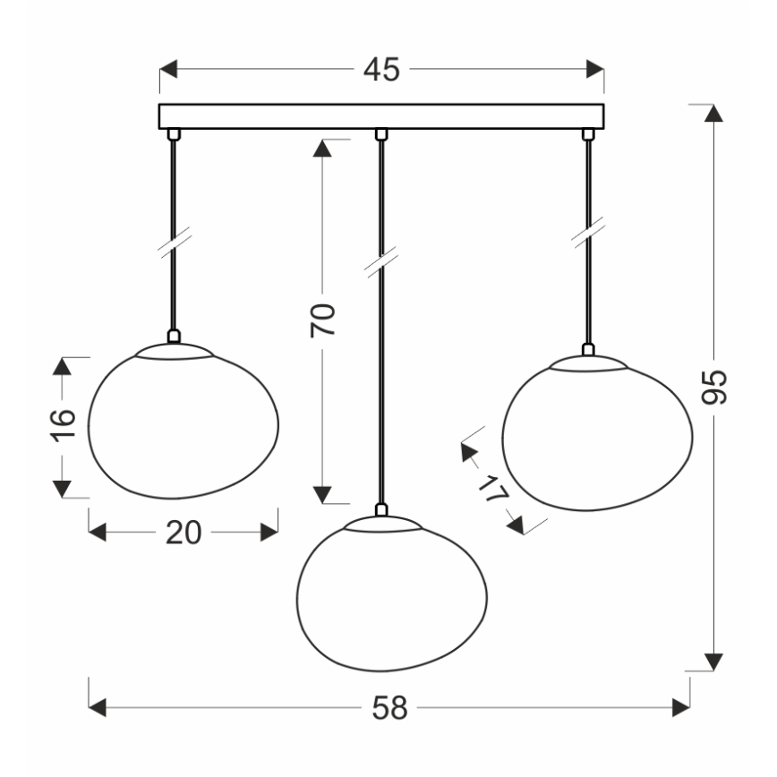 BRILAGI - Pakaramā lampa ar vadu PEBBLES 3xE27/40W/230V melna