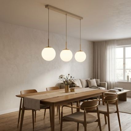 BRILAGI - Pakaramā lampa MILO uz kabeļa 3xE27/60W/230V bēša/zelta
