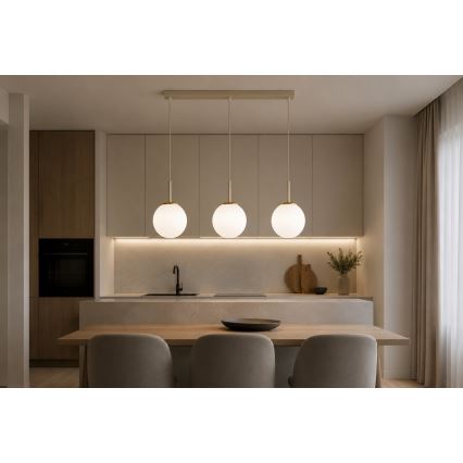 BRILAGI - Pakaramā lampa MILO uz kabeļa 3xE27/60W/230V bēša/zelta