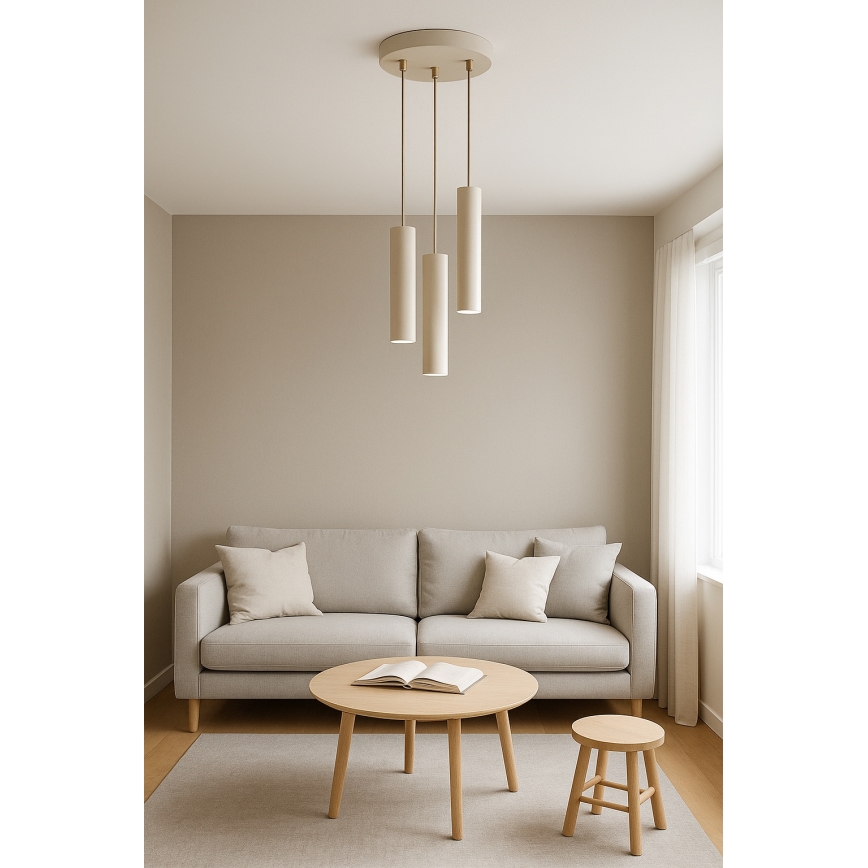 Brilagi - Pakaramā lampa uz kabeļa 3xGU10/15W/230V bēša/zelta