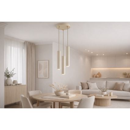 Brilagi - Pakaramā lampa uz kabeļa 3xGU10/15W/230V bēša/zelta