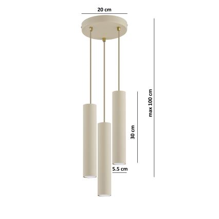 Brilagi - Pakaramā lampa uz kabeļa 3xGU10/15W/230V bēša/zelta