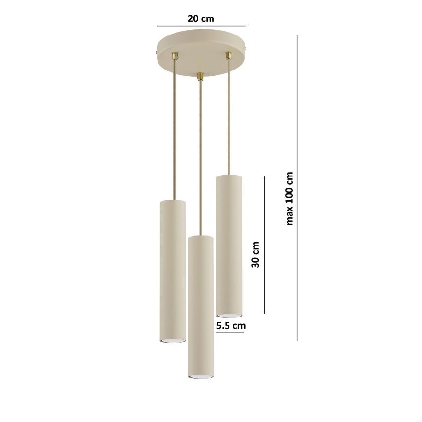 Brilagi - Pakaramā lampa uz kabeļa 3xGU10/15W/230V bēša/zelta