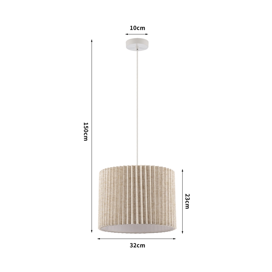 Brilagi - Pakaramā lampa uz kabeļa NORDIC WAVE 1xE27/15W/230V Ø 32 cm lina/balta
