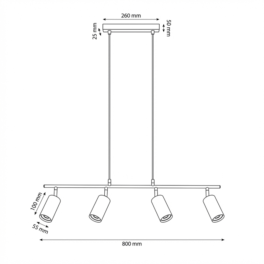 Brilagi - Pakaramā lampa uz kabeļa SELE 4xGU10/30W/230V bēša