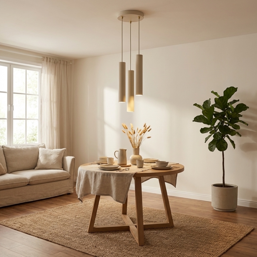 Brilagi - Pakaramā lampa uz kabeļa TUBE 3xGU10/15W/230V bēša/zelta