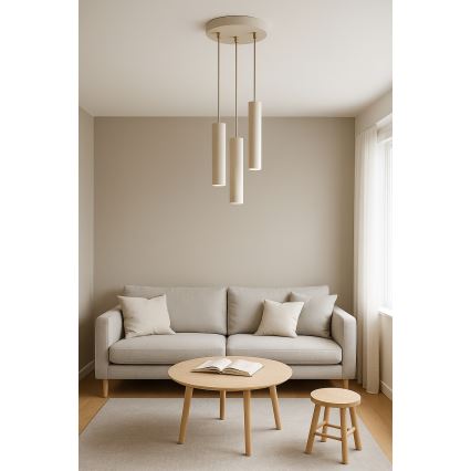 Brilagi - Pakaramā lampa uz kabeļa TUBE 3xGU10/15W/230V bēša/zelta