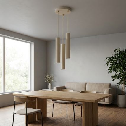 Brilagi - Pakaramā lampa uz kabeļa TUBE 3xGU10/15W/230V bēša/zelta