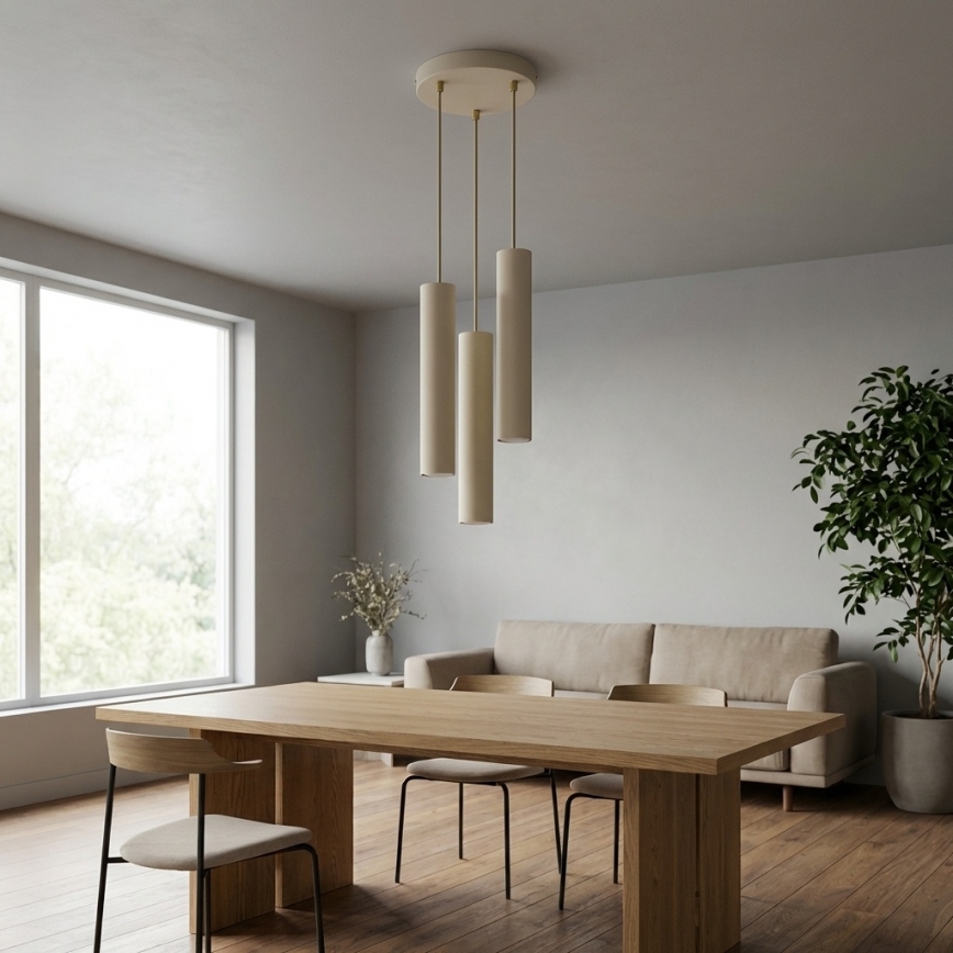 Brilagi - Pakaramā lampa uz kabeļa TUBE 3xGU10/15W/230V bēša/zelta