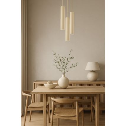 Brilagi - Pakaramā lampa uz kabeļa TUBE 3xGU10/15W/230V bēša/zelta