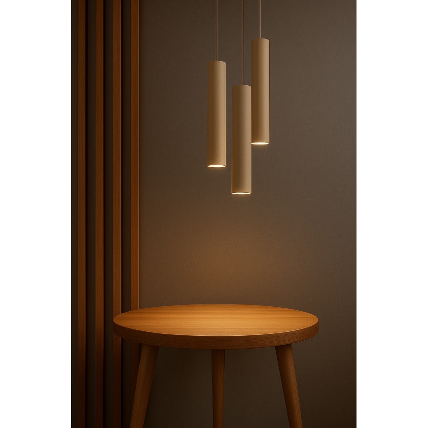 Brilagi - Pakaramā lampa uz kabeļa TUBE 3xGU10/15W/230V bēša/zelta