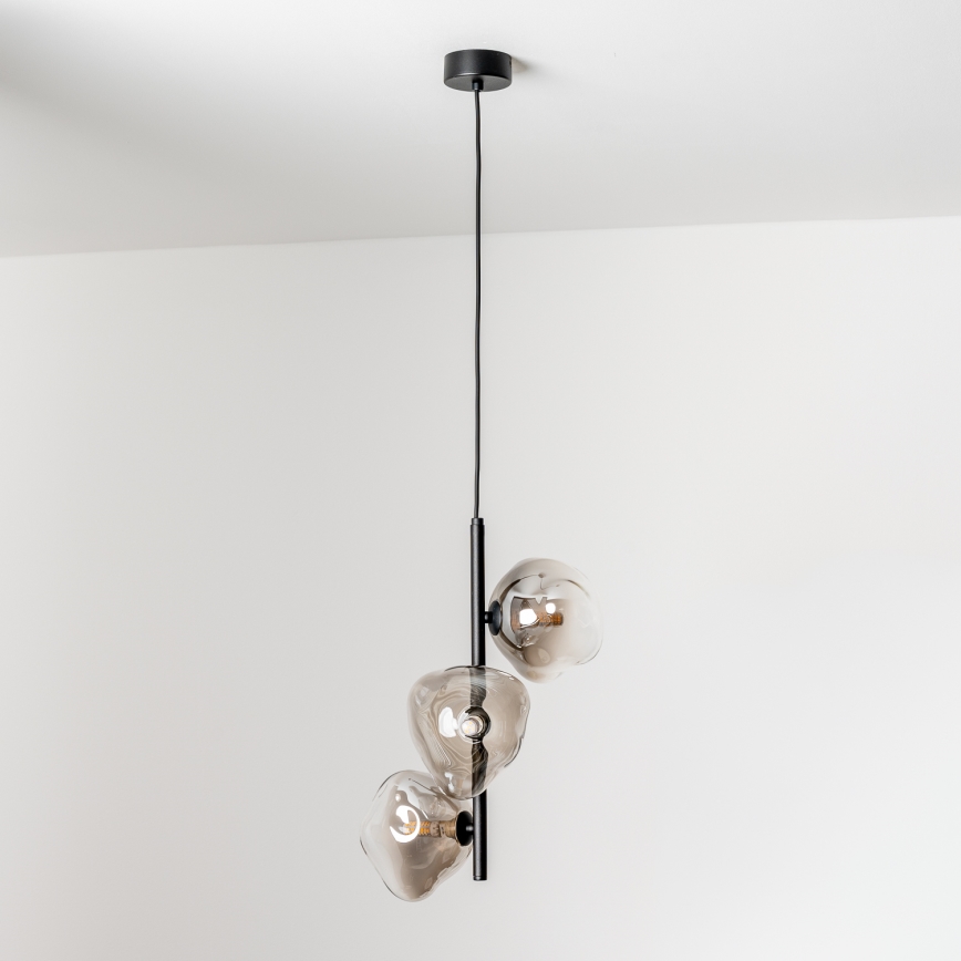 BRILAGI - Pakaramā lampa uz kabeļa VULCANO 3xG9/8W/230V melna/dūmu melna