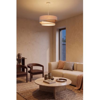 Brilagi - Pakaramā lampa uz troses ARROW 1xE27/60W/230V Ø 45 cm bēša/brūna/balta