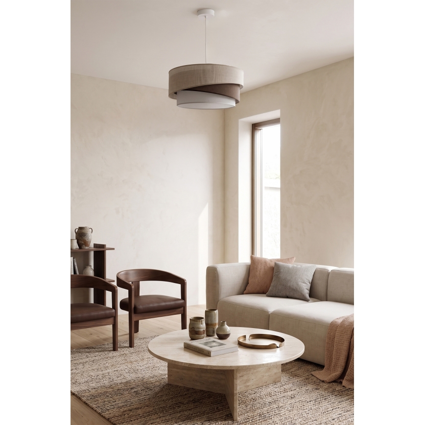 Brilagi - Pakaramā lampa uz troses ARROW 1xE27/60W/230V Ø 45 cm bēša/brūna/balta