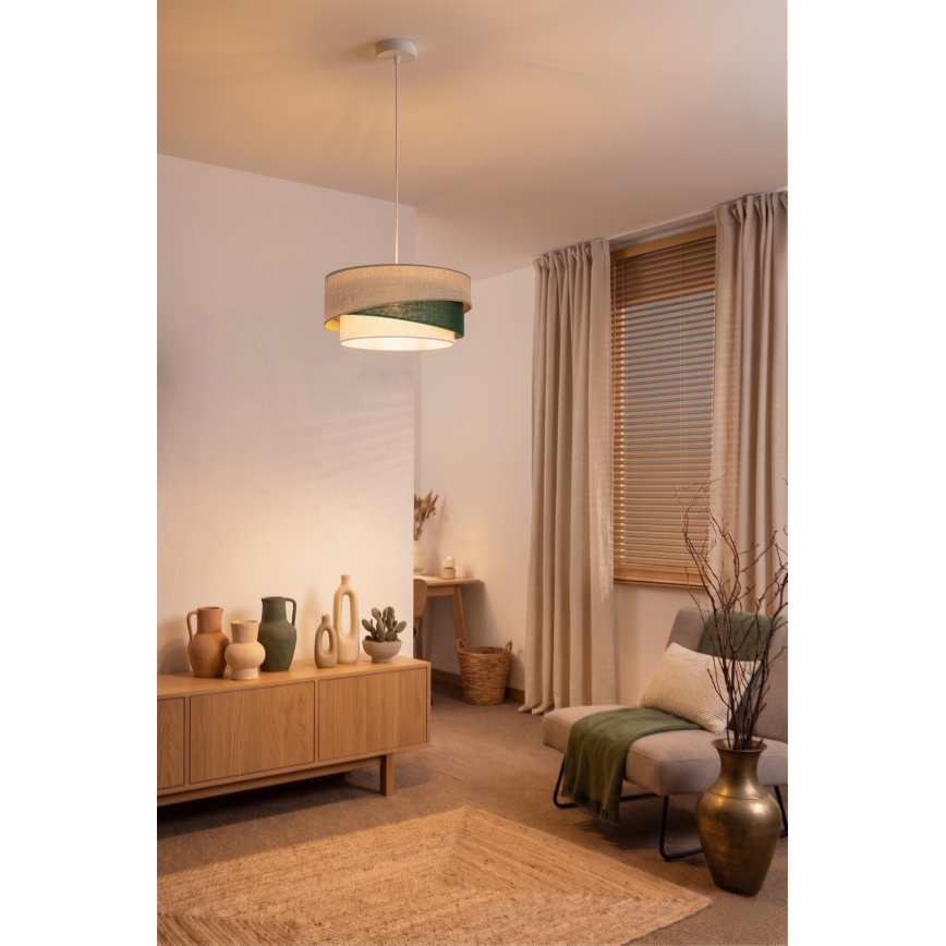 Brilagi - Pakaramā lampa uz troses ARROW 1xE27/60W/230V Ø 45 cm bēša/zaļa/balta