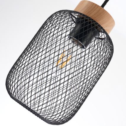 Brilagi - pakaramā lampa uz troses BASKLITE 3xE27/15W/230V koks/melns