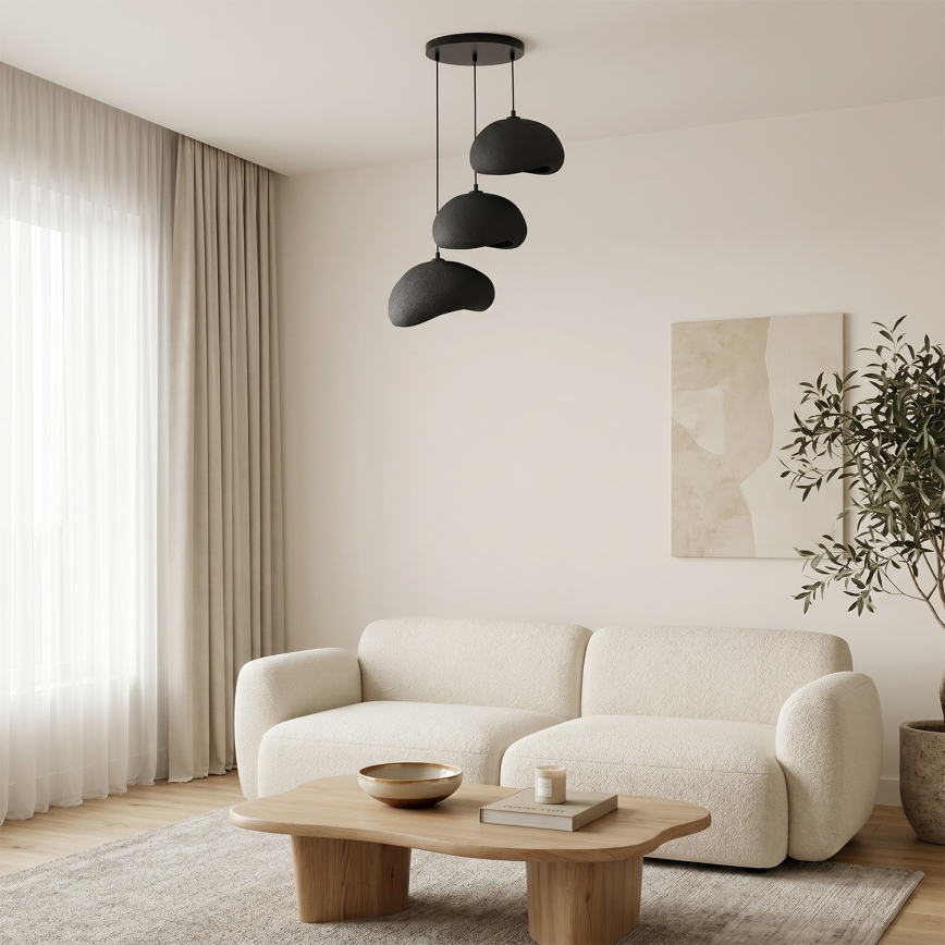Brilagi - pakaramā lampa uz vada WABI SABI 3xE27/40W/230V pr. 60 cm melna