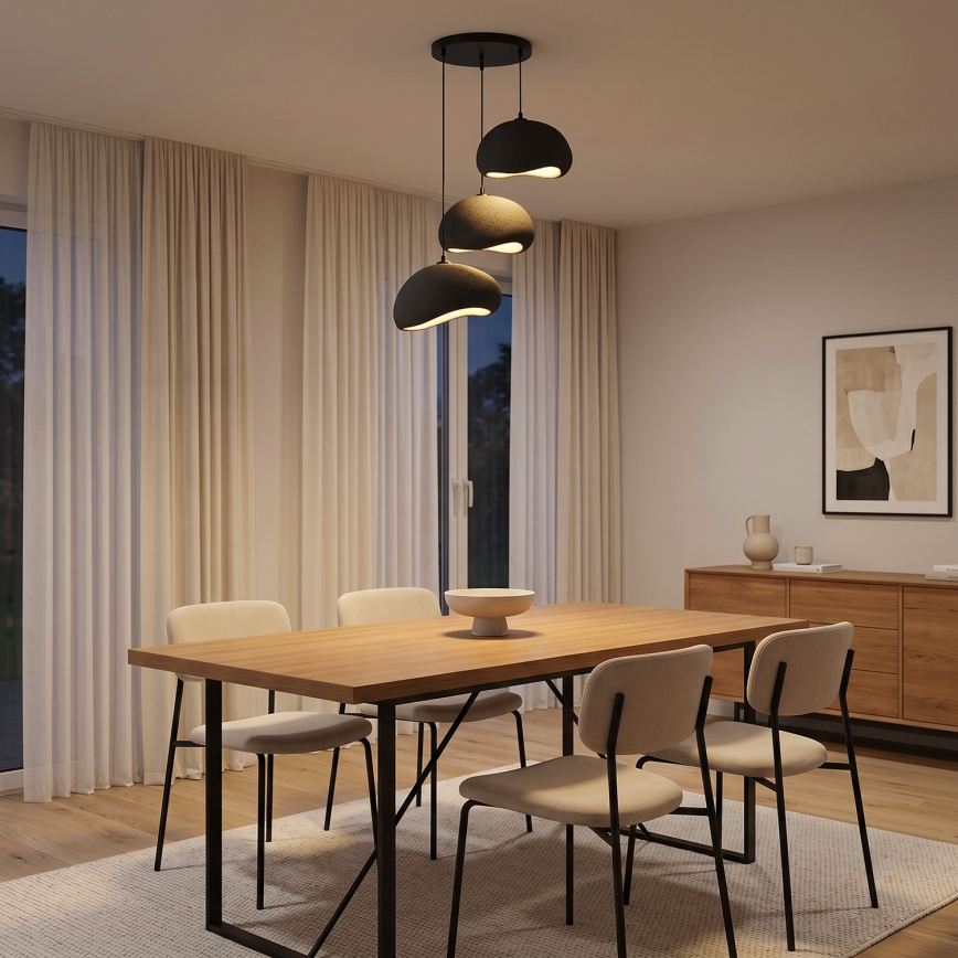 Brilagi - pakaramā lampa uz vada WABI SABI 3xE27/40W/230V pr. 60 cm melna