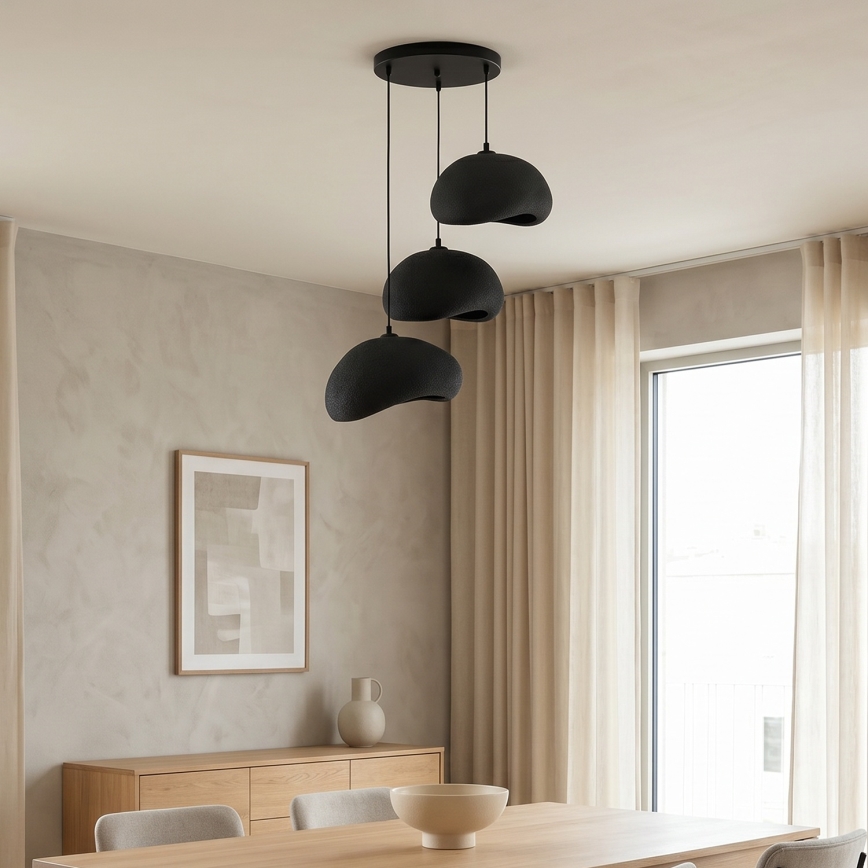 Brilagi - pakaramā lampa uz vada WABI SABI 3xE27/40W/230V pr. 60 cm melna