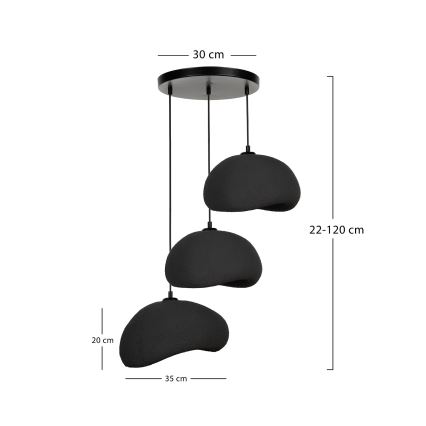 Brilagi - pakaramā lampa uz vada WABI SABI 3xE27/40W/230V pr. 60 cm melna