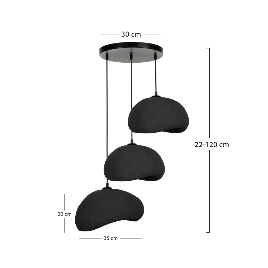 Brilagi - pakaramā lampa uz vada WABI SABI 3xE27/40W/230V pr. 60 cm melna
