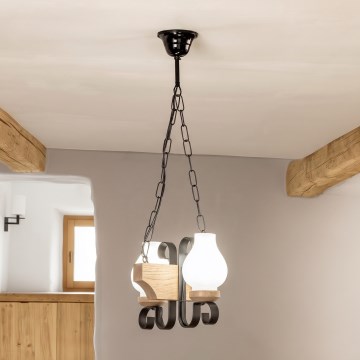 Brilagi - Pakaramā lustra ar ķēdi QUEEN 2xE14/40W/230V ozols