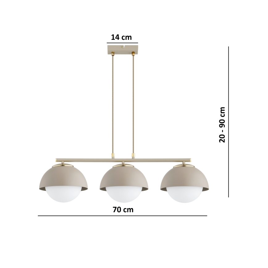 Brilagi - Pakaramā lustra ar troses stiprinājumu COSMO 3xE27/60W/230V bēša/zelta