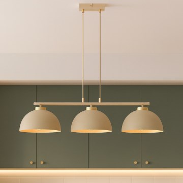 Brilagi - pakaramā lustra ar trosi MOON 3xE27/60W/230V bēša/zelta