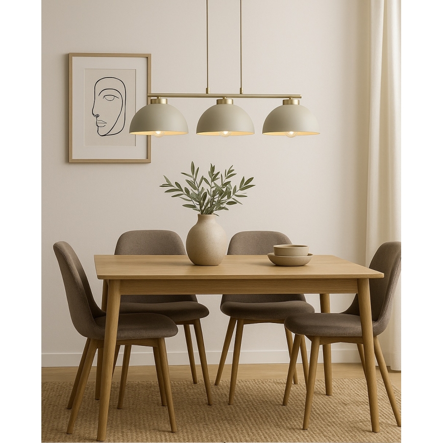 Brilagi - pakaramā lustra ar trosi MOON 3xE27/60W/230V bēša/zelta