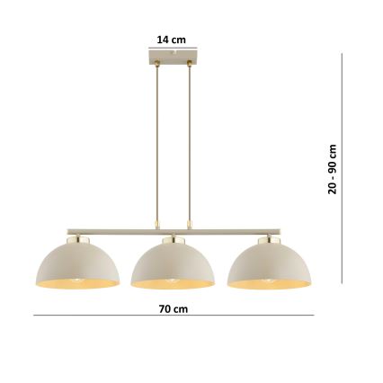 Brilagi - pakaramā lustra ar trosi MOON 3xE27/60W/230V bēša/zelta