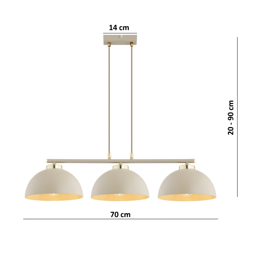 Brilagi - pakaramā lustra ar trosi MOON 3xE27/60W/230V bēša/zelta