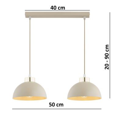 Brilagi - Pakaramā lustra ar vadu 2xE27/60W/230V bēša/zelta