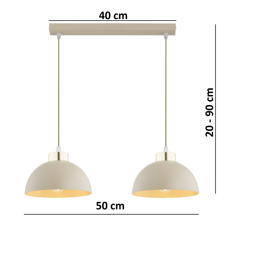 Brilagi - Pakaramā lustra ar vadu MOON 2xE27/60W/230V bēša/zelta
