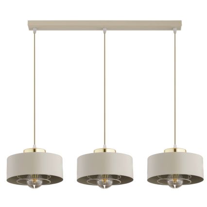 Brilagi - Pakaramā lustra ar vadu SPRING 3xE27/60W/230V bēša/zelta
