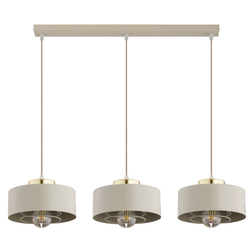 Brilagi - Pakaramā lustra ar vadu SPRING 3xE27/60W/230V bēša/zelta