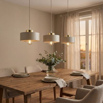 Brilagi - Pakaramā lustra ar vadu SPRING 3xE27/60W/230V bēša/zelta