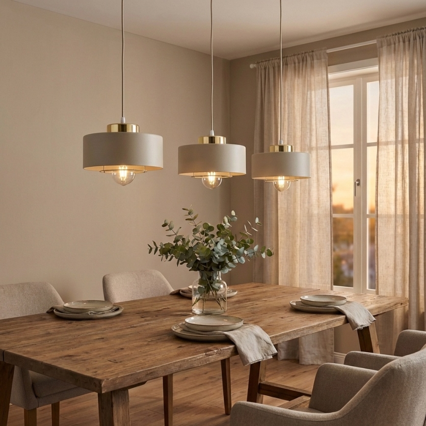 Brilagi - Pakaramā lustra ar vadu SPRING 3xE27/60W/230V bēša/zelta