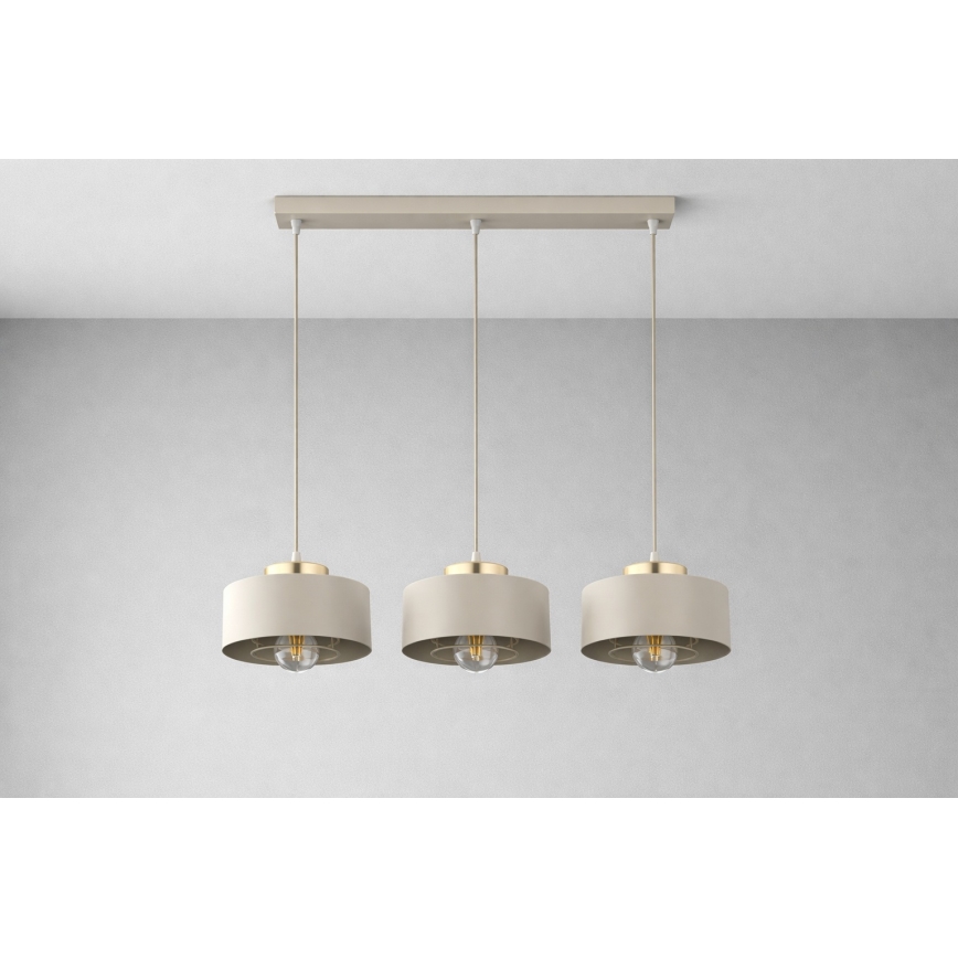 Brilagi - Pakaramā lustra ar vadu SPRING 3xE27/60W/230V bēša/zelta