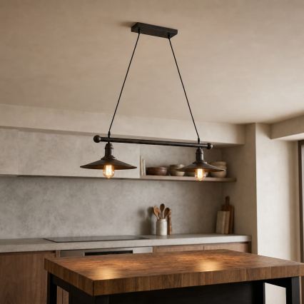 BRILAGI - pakaramā lustra FORGE ar trosi, 2xE27/60W/230V, brūna