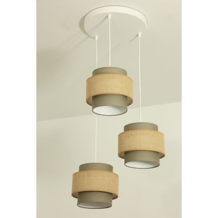 Brilagi - Pakaramā lustra RESNA 3xE27/60W/230V Ø 45 cm brūna/bēša
