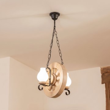 Brilagi - Pakaramā lustra ROATA ar ķēdi 2xE14/40W/230V ozols