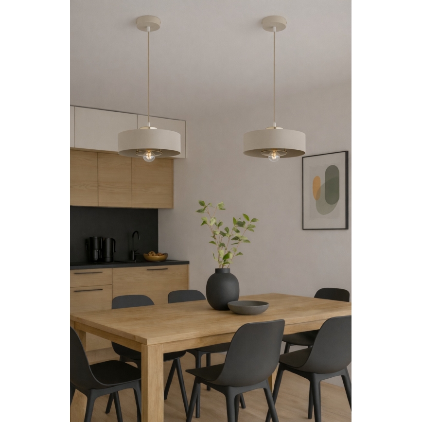 Brilagi - Pakaramā lustra uz kabeļa SPRING 1xE27/60W/230V Ø 30 cm bēša/zelta