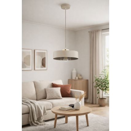 Brilagi - Pakaramā lustra uz kabeļa SPRING 1xE27/60W/230V Ø 30 cm bēša/zelta