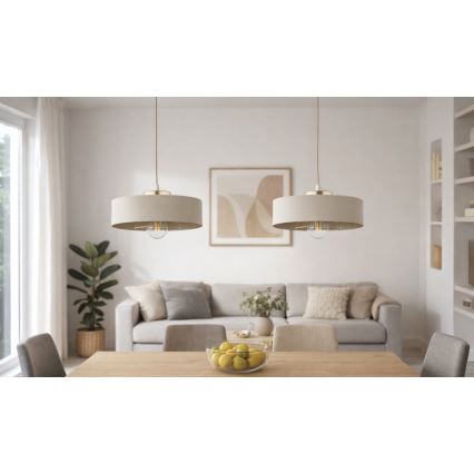Brilagi - Pakaramā lustra uz kabeļa SPRING 1xE27/60W/230V Ø 30 cm bēša/zelta