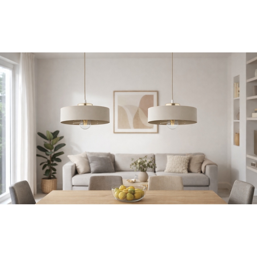 Brilagi - Pakaramā lustra uz kabeļa SPRING 1xE27/60W/230V Ø 30 cm bēša/zelta