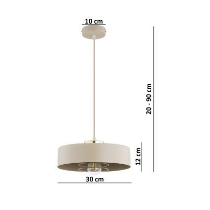 Brilagi - Pakaramā lustra uz kabeļa SPRING 1xE27/60W/230V Ø 30 cm bēša/zelta