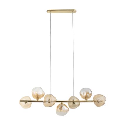 Brilagi - Pakaramā lustra uz kabeļa VULCANO 7xG9/8W/230V zelta/dūmakaina bēša