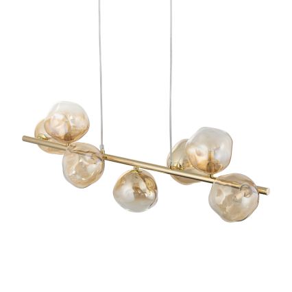 Brilagi - Pakaramā lustra uz kabeļa VULCANO 7xG9/8W/230V zelta/dūmakaina bēša