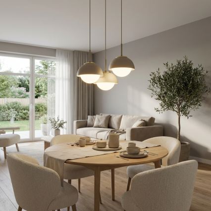 Brilagi - Pakaramā lustra uz troses 3xE27/60W/230V bēša/zelta